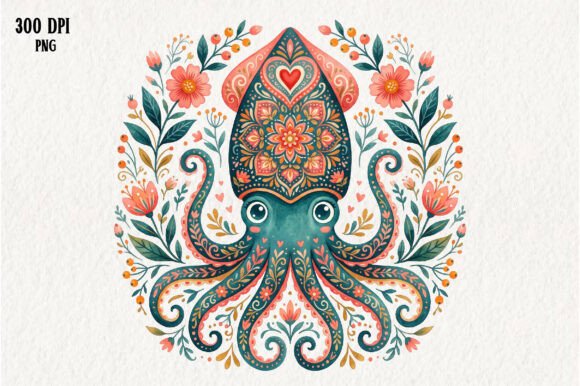 Download Boho Octopus Floral Mandala PNG - Floral mandala png Collection