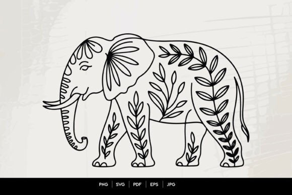 Download Boho Elephant Line Art SVG - Line Collection