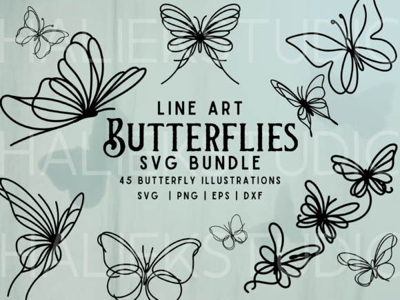 Download Line Art Butterfly SVG Illustrations - Line Collection
