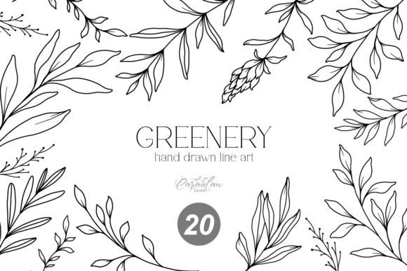 Download GREENERY LINE DRAWING, FORAL LINE ART - Line Collection