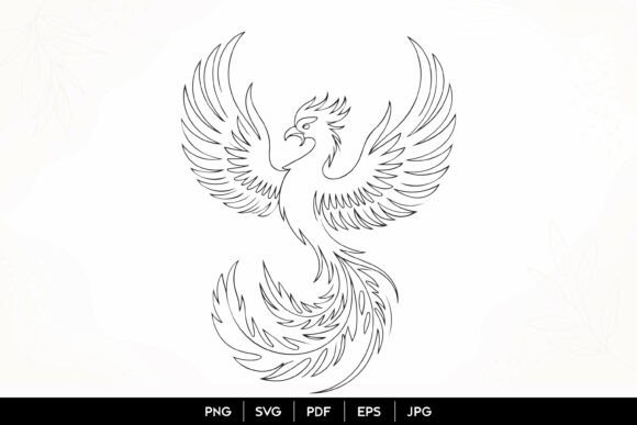 Download Phoenix Bird Line Art SVG - Line Collection