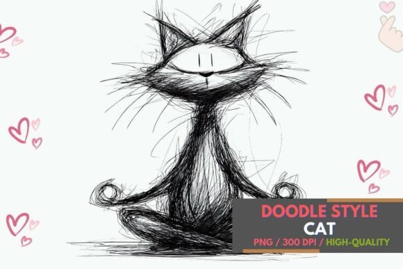 Download Abstract Meditation Figure Line Cat PNG - Line Collection