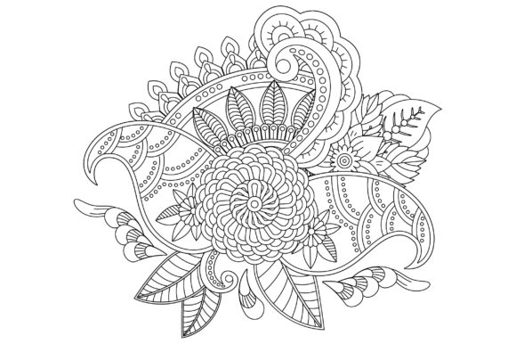 Download Outline Flower Pattern in Mehndi Style - Line Collection