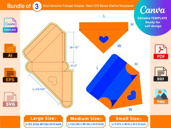 Download Triangle Display 3 Boxes Dieline - Line Collection